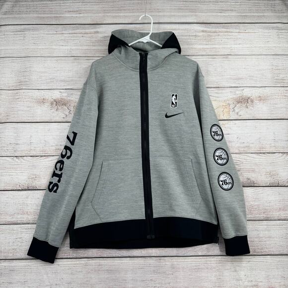 Nike NBA 76er’s Showtime Therma Flex Zip up Hoodie Mens Large Grey Dri Fit - Picture 1 of 12